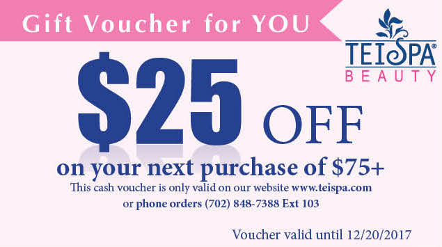 Register Your TEI Spa Beauty Product Today - Receive a $25 Gift Voucher - Thank you!